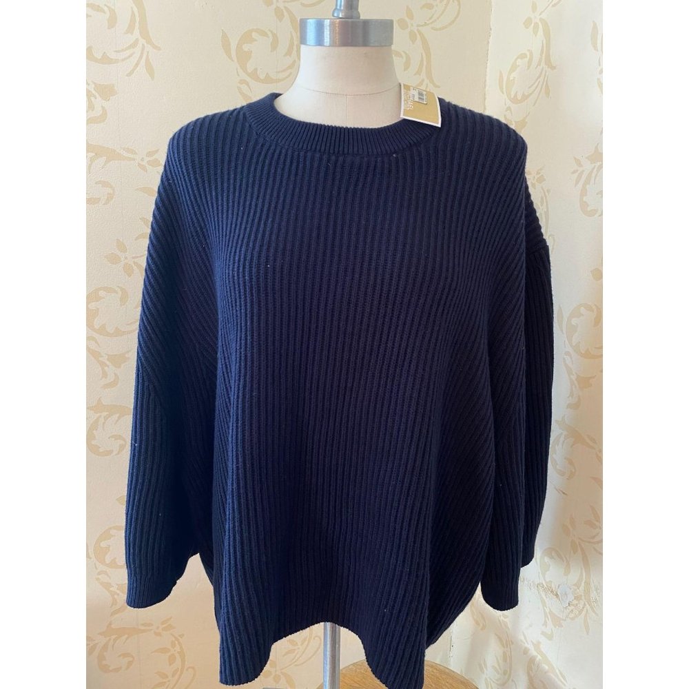 New Large Michael Kors Blue Oversize 100% Cotton Sweater